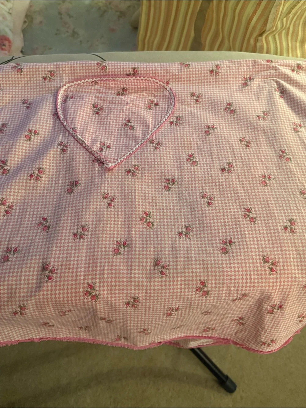 Early 1900’s Pink Floral Checkered Apron